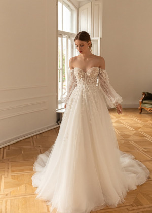 Beaded Sweetheart Neck Ivory 3D Floral Lace Tulle Wedding Dress Beaded Sweetheart Neck Ivory 3D Floral Lace Tulle Wedding Dress